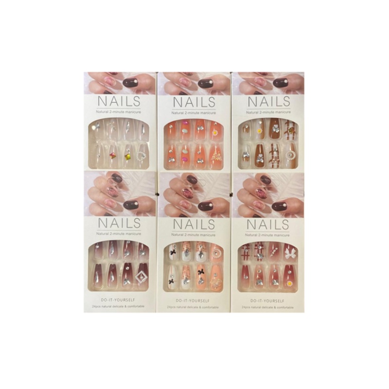 Artificial Fake Nail Extensions with Gems Assorted Designs 7852 (Large Letter Rate)