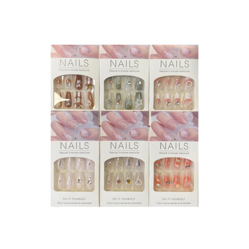 Artificial Fake Nail Extensions with Gems Assorted Designs 7853 (Large Letter Rate)