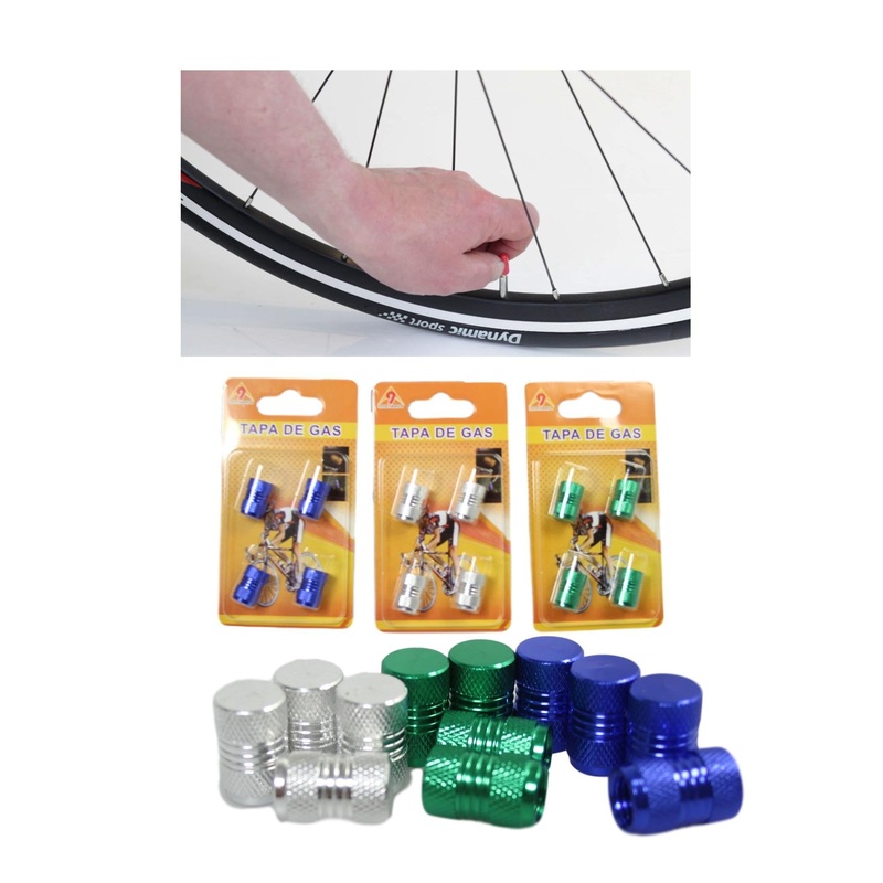 Bike Bicycle Metal Screw On Gas Caps Pack of 4 Assorted Colours 1847 (Large Letter Rate)
