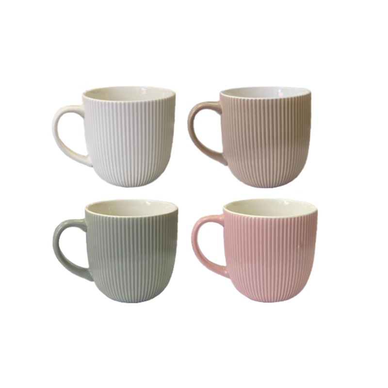 Ceramic Tea Coffee Mug with Ribbed Design 8.8 x 9cm Assorted Colours 7934 (Parcel Plus Rate)