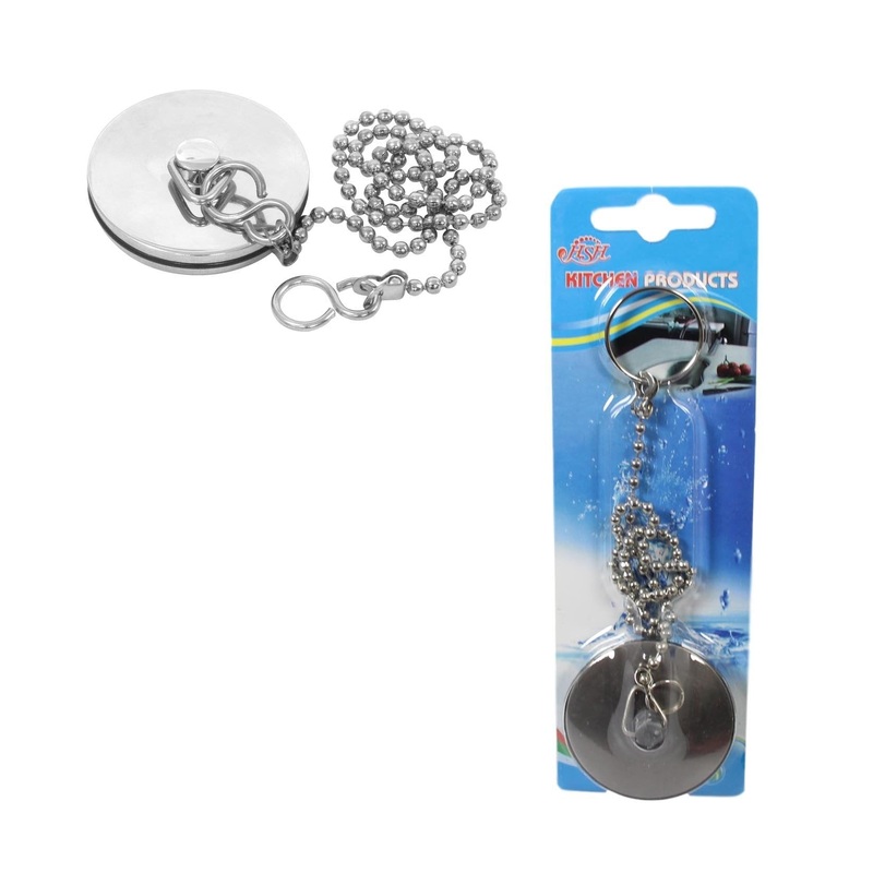 Chrome Metal Bathroom Bath Sink Plug 4cm and Chain 34cm 5583 (Large Letter Rate)