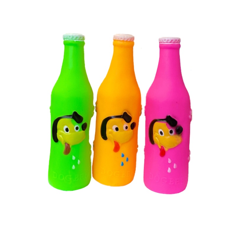 Pet Dog Toy Squeaky Dog Beer Bottle Design 18 x 5.3cm Assorted Colours 6649 A (Parcel Rate)
