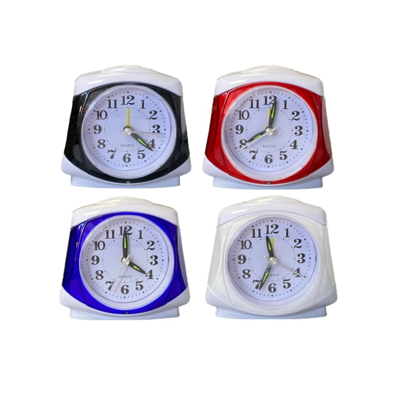 Plastic Analogue Alarm Clock 8.5 x 8.5 x 4.5cm Assorted Colours 7941 (Parcel Rate)