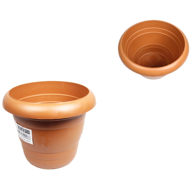 Plastic Brown Garden Flower Pot No.1 15 x 14 cm 0486 (Parcel Rate)