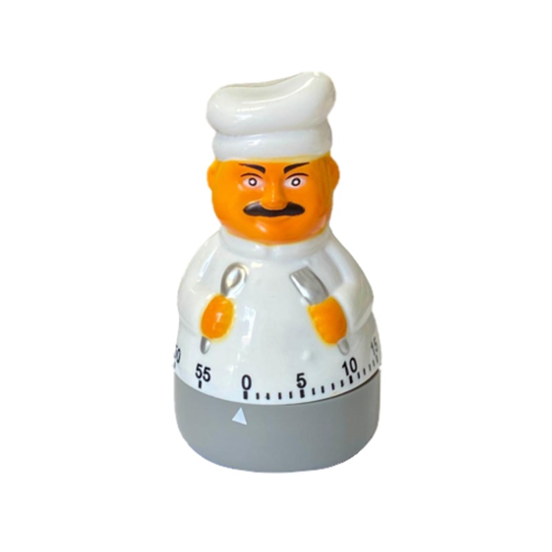 Plastic Little Chef Shaped Kitchen Cooking Timer 60 Minutes 10cm 7873 (Parcel Rate)