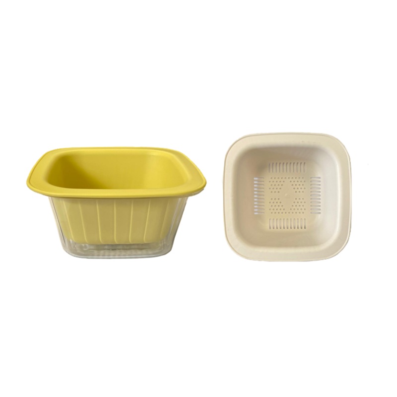 Plastic Square Fruit Washing Basin Bowl with Strainer 14.5 x 14.5 x 7cm Assorted Colours 7916 (Parcel Rate)