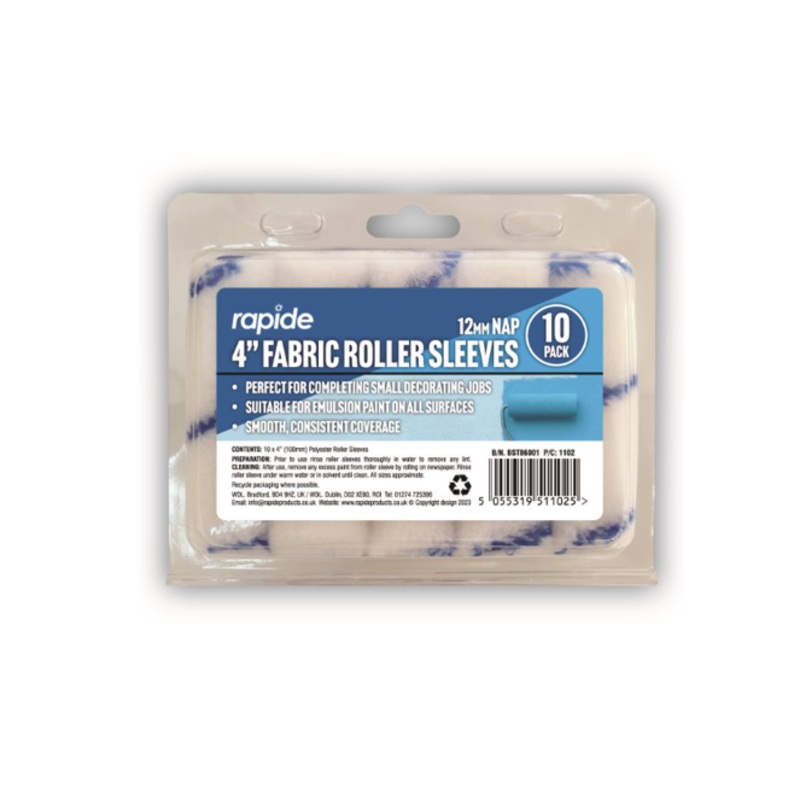 Rapide 4″ Paint Roller Sleeve Refills Pack of 10 1102 (Parcel Rate)