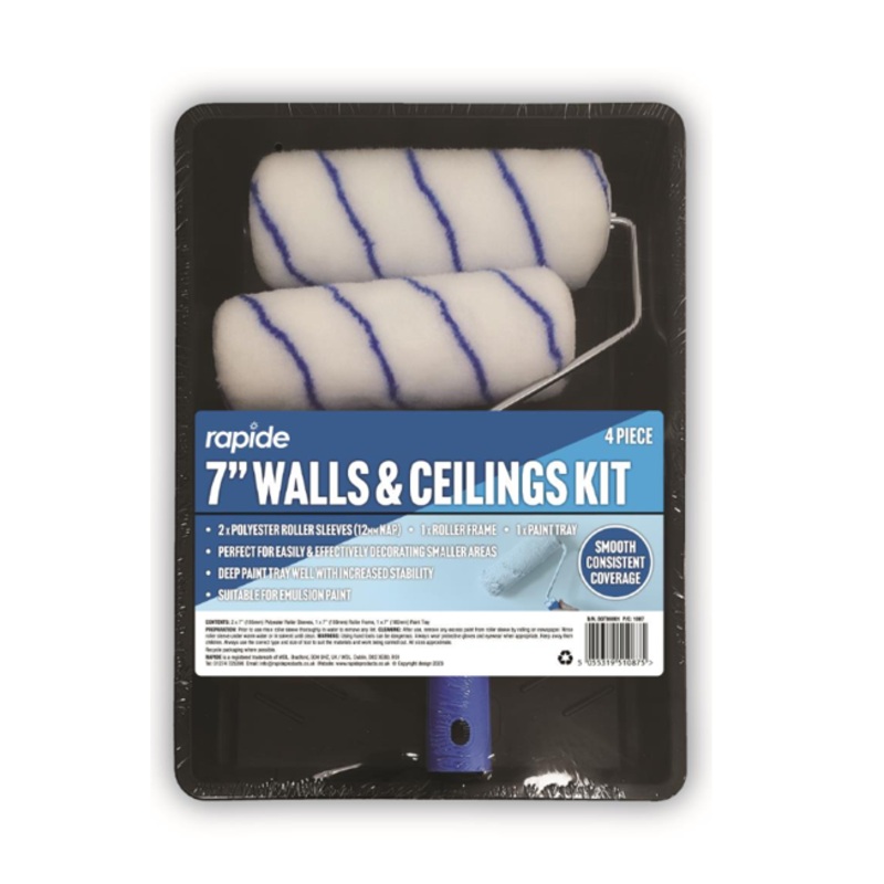 Rapide 7″ Wall & Ceilings Paint Tray and Roller Set Kit 1087 (Parcel Rate)