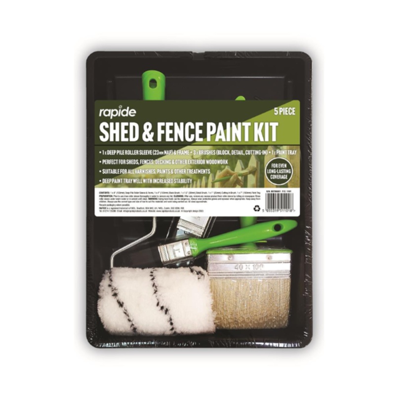 Rapide Shed and Fence Paint Tray and Roller Set Kit 1101 (Parcel Rate)
