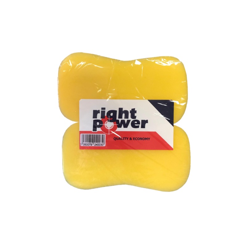 Right Power Jumbo Yellow Car Wash Sponge 20.5 x 10.5 x 3.8 cm Pack of 2 RP4003 (Parcel Rate)