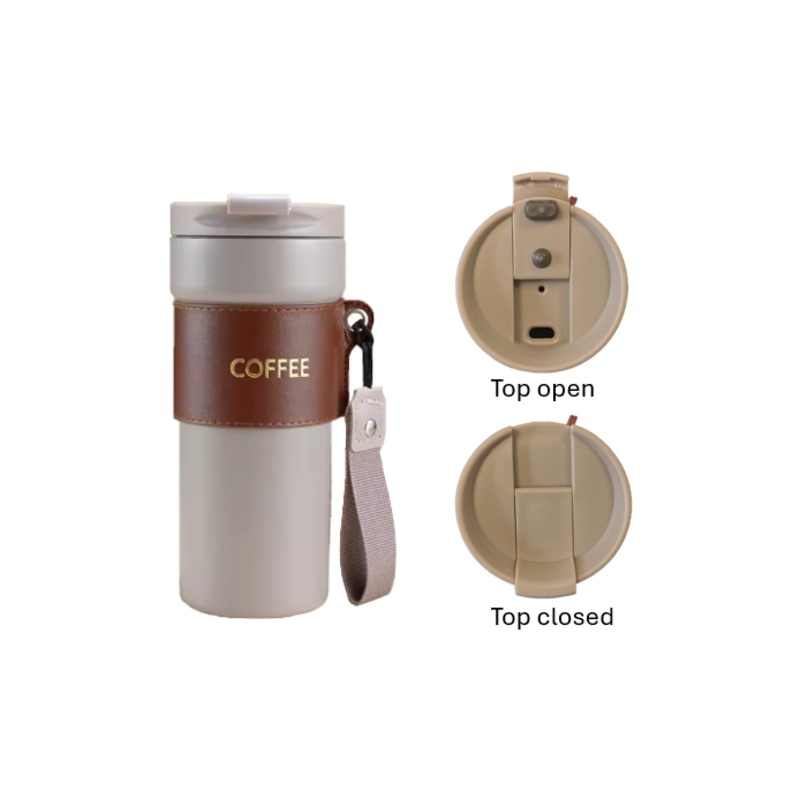 Stainless Steel Coffee Travel Thermos Flask Tumbler with Cup Sleeve 450ml Assorted Colours 7950 (Parcel Rate)