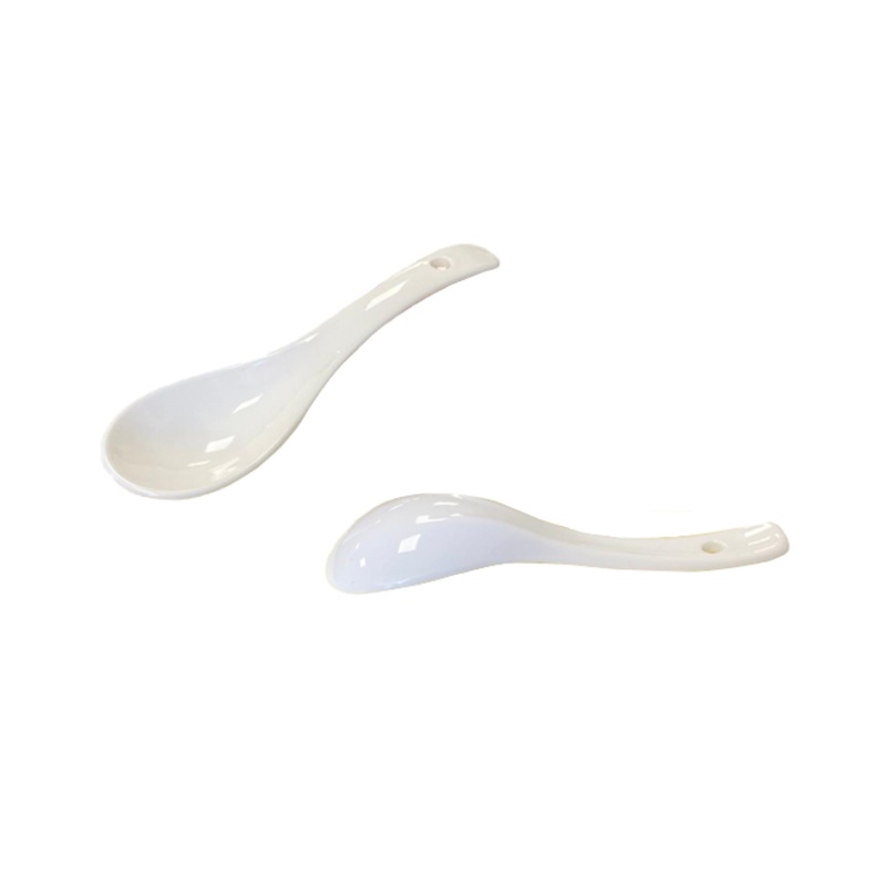 White Ceramic Asian Style Soup Spoon 14cm 7935 / SP1 (Parcel Plus Rate)