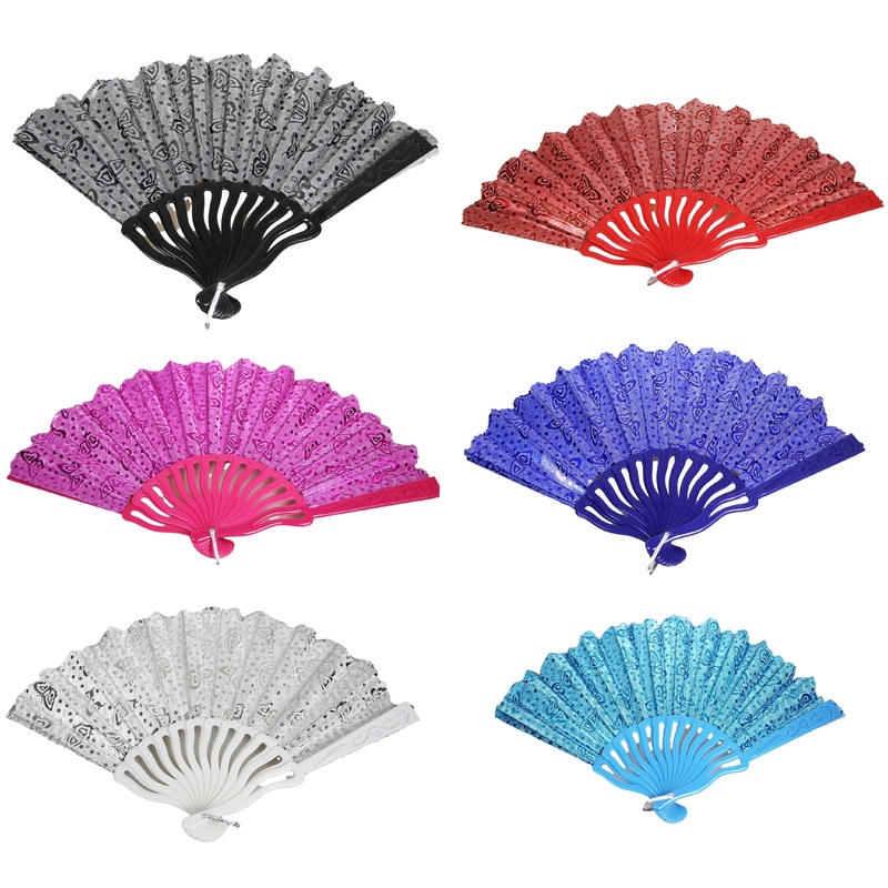 Chinese Handheld Folding Hand Fan 42cm Assorted Colours 6506 A (Large Letter Rate)