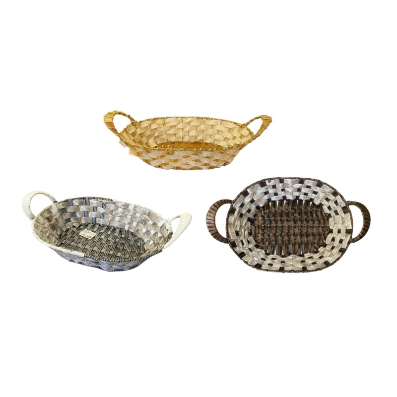 Oval Woven Fruit Gift Basket with Handles 31.5 x 24 x 7cm Assorted Colours 7985 (Parcel Rate)