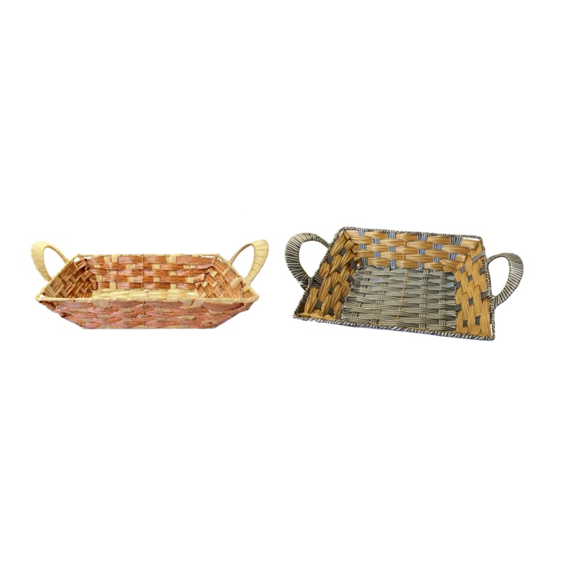 Rectangular Woven Fruit Gift Basket with Handles 29.5 x 23 x 7cm Assorted Colours 7986 (Parcel Rate)
