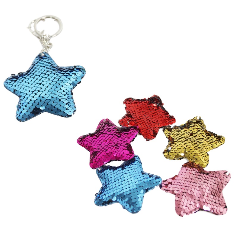 Soft Sequin Keychain 7 cm Assorted Designs and Colours 5432 (Large Letter Rate)